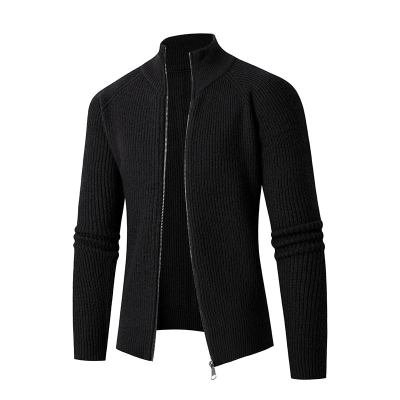 Men's slim zip cardigan made of merino mix with ribbed structure and raglan sleeves Mune Fashion