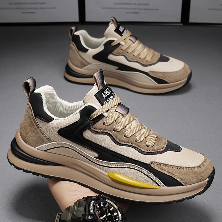 Men's sporty chunky sneaker with suede and artificial leather overlays, padded entry and reactive wave midsole Mune Fashion