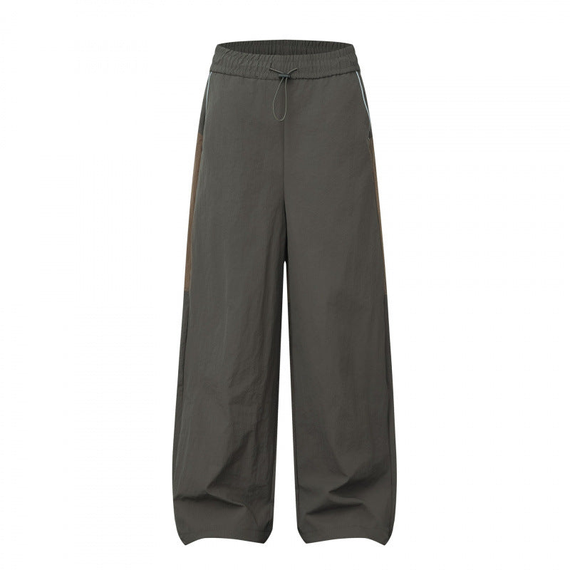 Women Wide Cargo-Style Pants with Elastic Waistband, Drawstring and Side Inset Details Mune Fashion