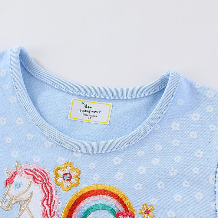 Girls summer dress with cute unicorn motif and ruffle details Mune Fashion