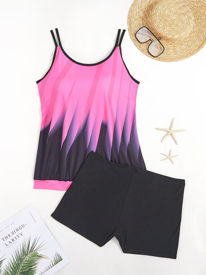 Women's sporty tankini set with colorful top and comfortable shorts Mune Fashion