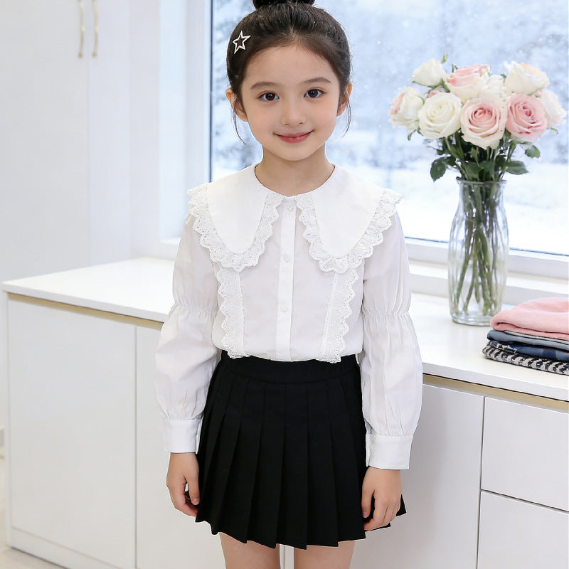 Girls blouse with elegant ruffles and large collar Mune Fashion