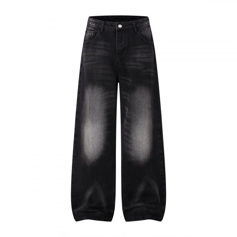 Women Wide High Waist Jeans Pants in Balloon Cut with Used Effect and Elastic Hem Mune Fashion