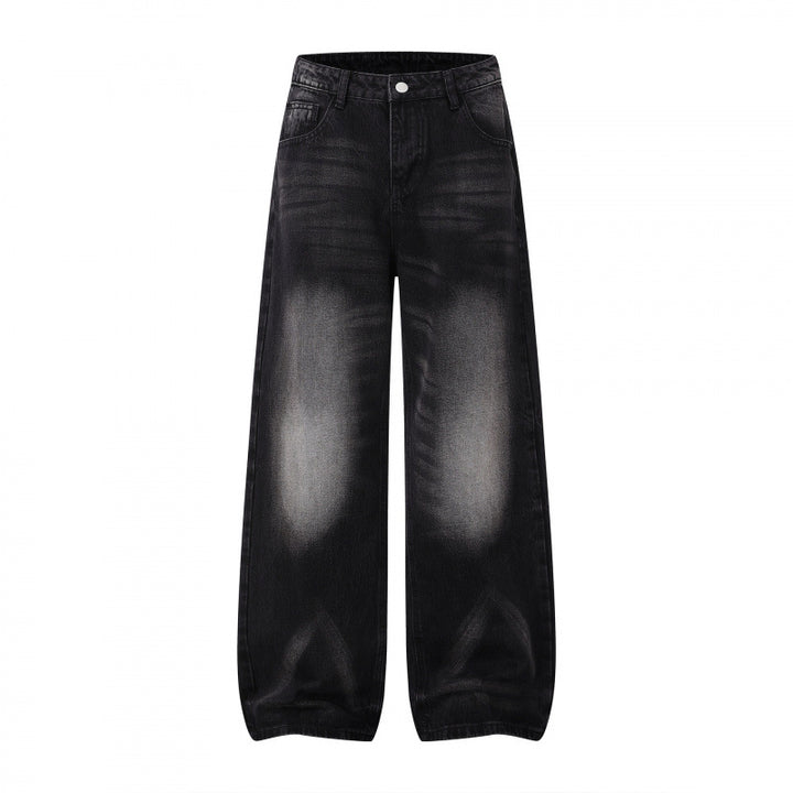 Women Wide High Waist Jeans Pants in Balloon Cut with Used Effect and Elastic Hem Mune Fashion