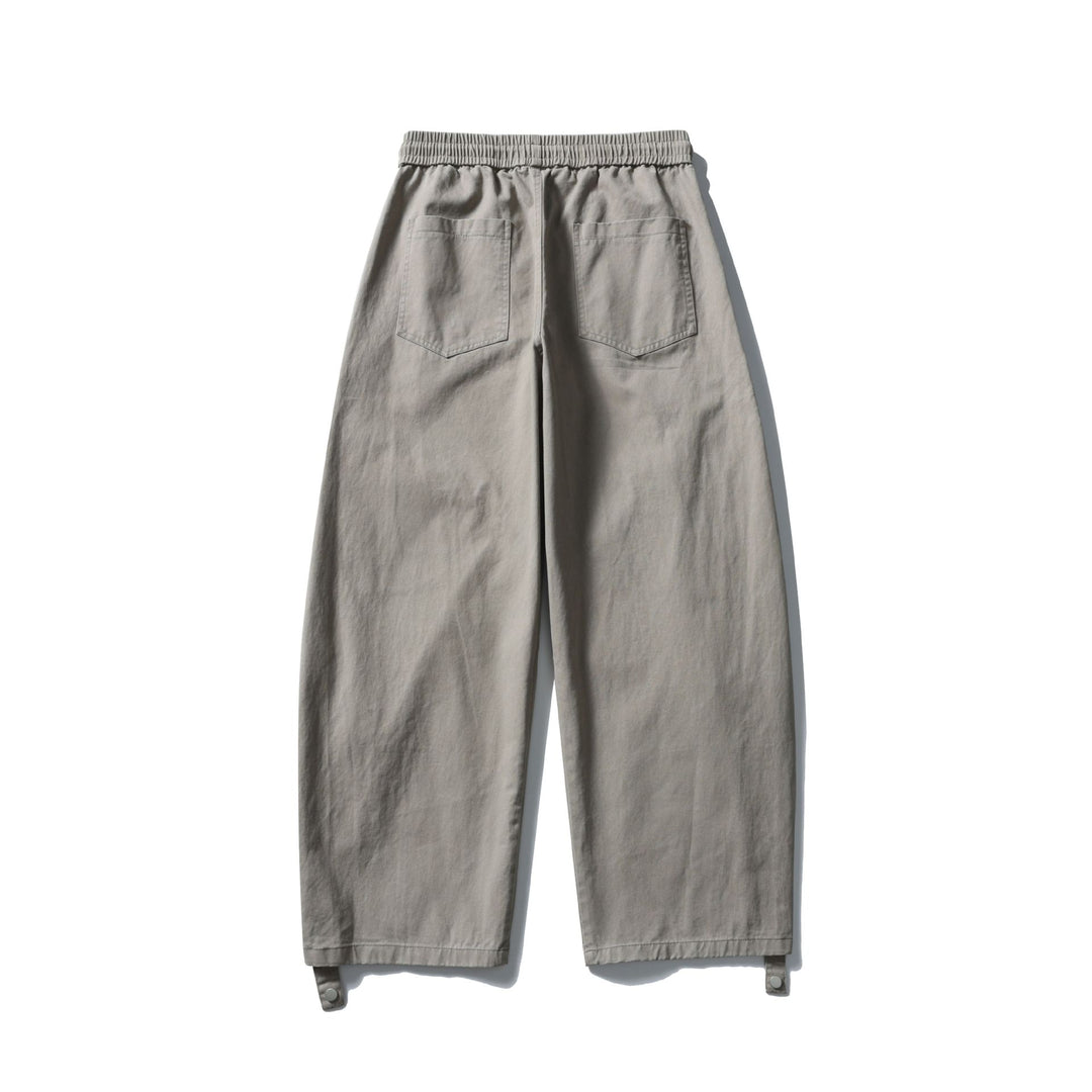 Women's Wide Cargo Pants with Elastic Tunnel Drawstring Waistband, Flap Pockets and Adjustable Leg Straps Mune Fashion
