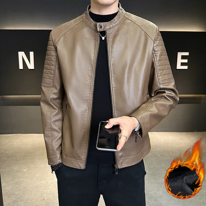 Men's Stylish Faux Leather Jacket with Quilted Details Mune Fashion
