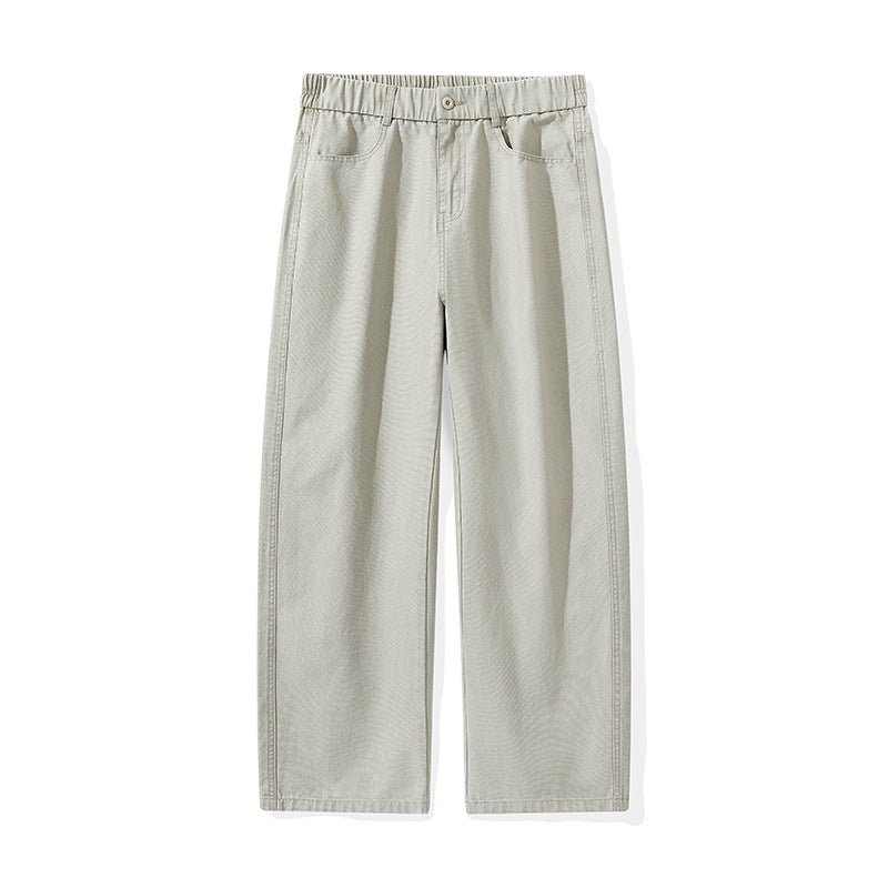 Men's wide cotton trousers with elastic waistband, straight leg and side pockets Drune