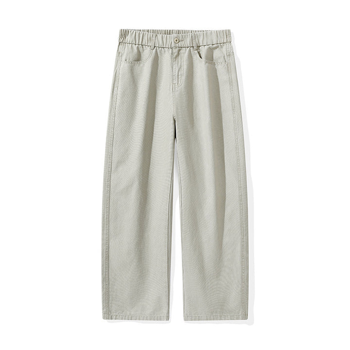 Men's wide cotton trousers with elastic waistband, straight leg and side pockets Drune