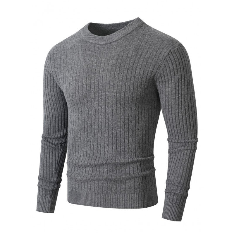 Men's merino-mix fine-knit sweater with cable pattern, ribbed cuffs, and slim silhouette Mune Fashion