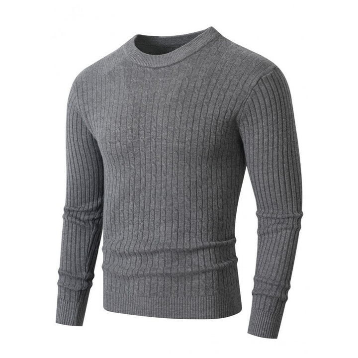 Men's merino-mix fine-knit sweater with cable pattern, ribbed cuffs, and slim silhouette Mune Fashion