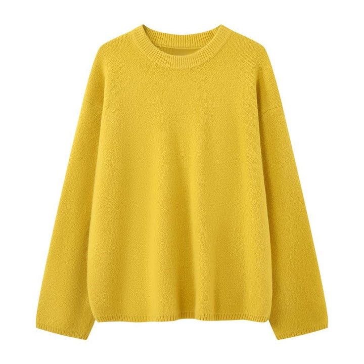 Women Soft Angora-Optic Round Neck Sweater with Loose Oversize Silhouette Mune Fashion