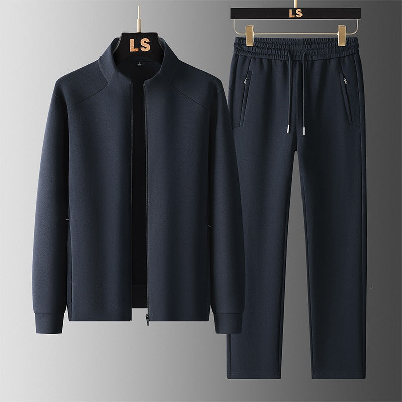 Men's Two-Piece Sporty Training Set with Stand Collar Zip Jacket & Tapered Jogging Pants Mune Fashion