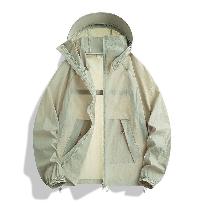 Men's Lightweight Wind and Water Resistant Hooded Transition Jacket with Mesh Lining & Drawstring Mune Fashion