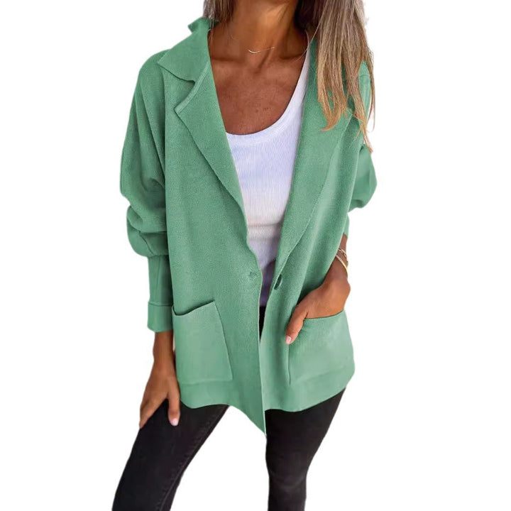 Women Casual Oversized Blazer with Practical Pockets and Button Closure Mune