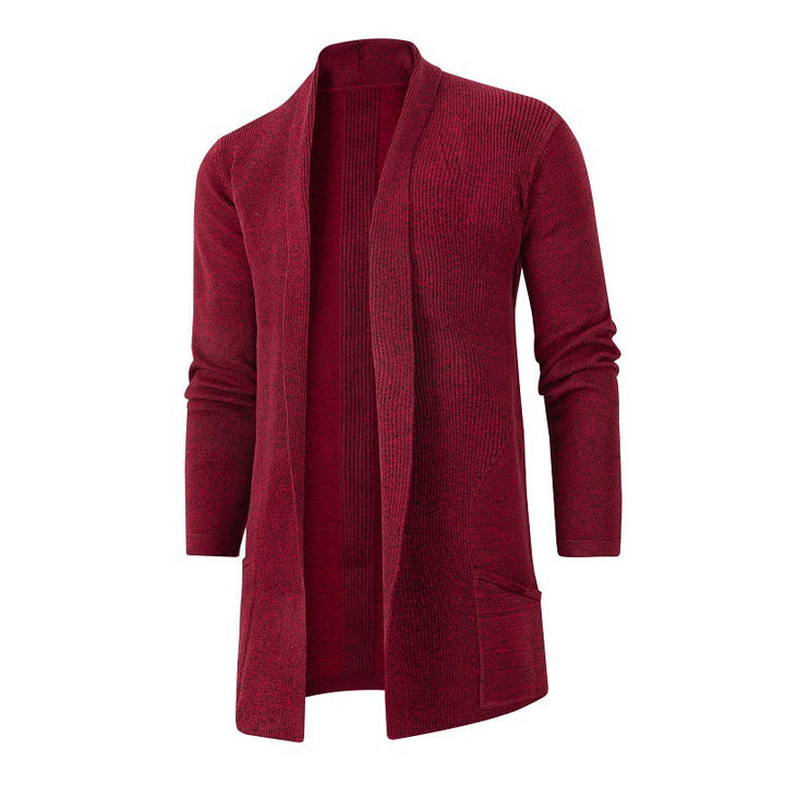 Women's longer open knitted cardigan with patch pockets and shawl collar Mune Fashion