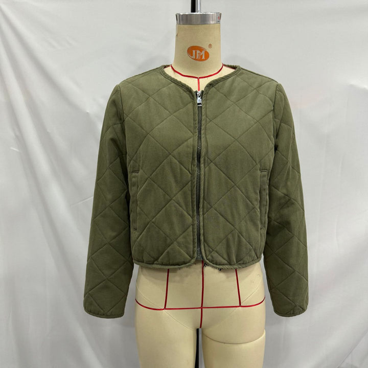 Ladies nano quilted short jacket with diamond quilting, round neck and full zip Mune Fashion