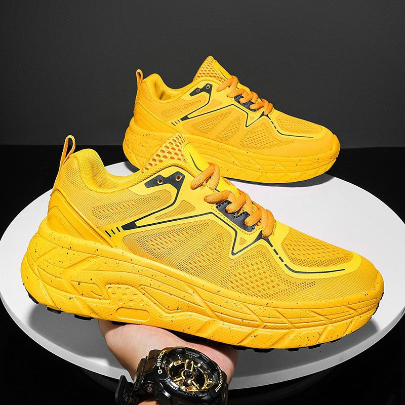 Unisex cushioned platform sneaker with breathable knit upper and padded hollow chamber sole Mune Fashion