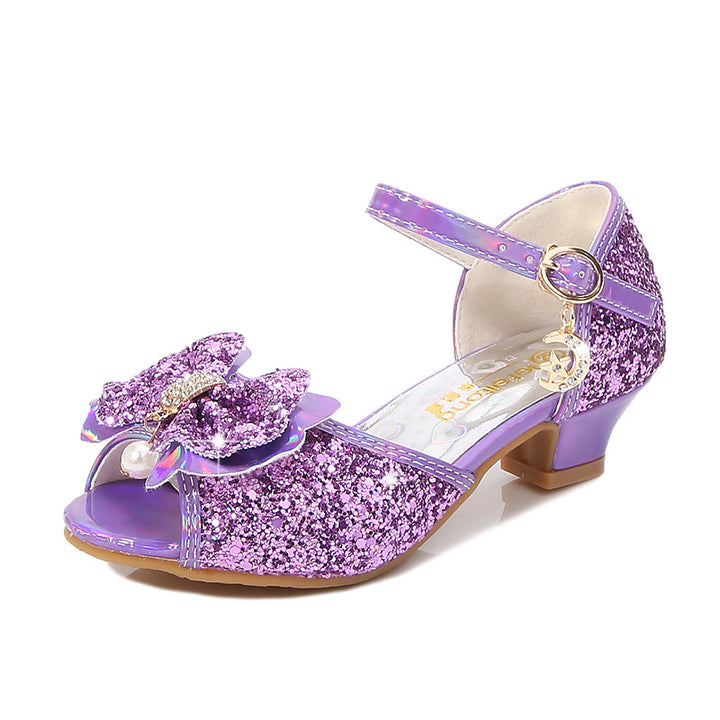 Girls Glitter Ballerinas with Bow Accent Mune Fashion