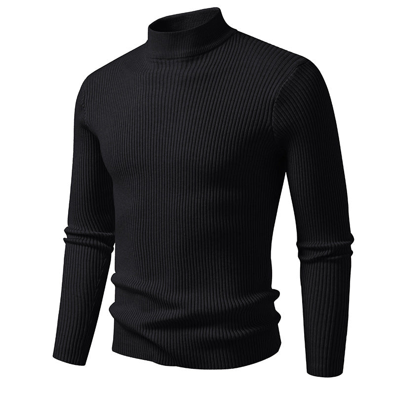 Men's ribbed mock neck pullover narrow fit thermal fine knit Mune Fashion