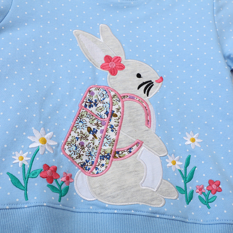 Girl's sweatshirt with cute bunny and flower motif Mune Fashion