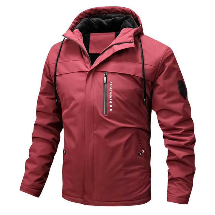 Men's windproof softshell jacket with adjustable hood, fleece inner lining and concealed zipper pockets Mune Fashion