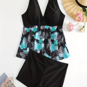 Women's tankini set with floral top and comfortable swim shorts Mune Fashion