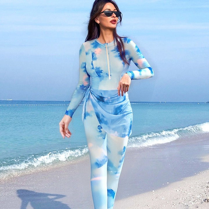Women's Long Sleeve Swimsuit with Trendy Wrap Design Mune Fashion