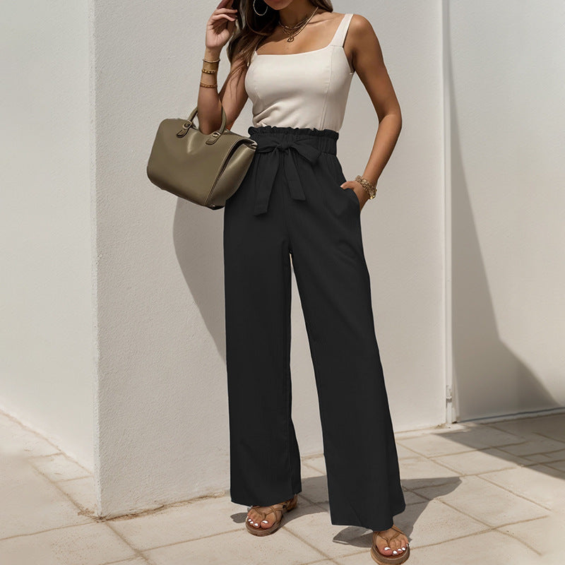 Women Wide Pants with Belt Mune Fashion