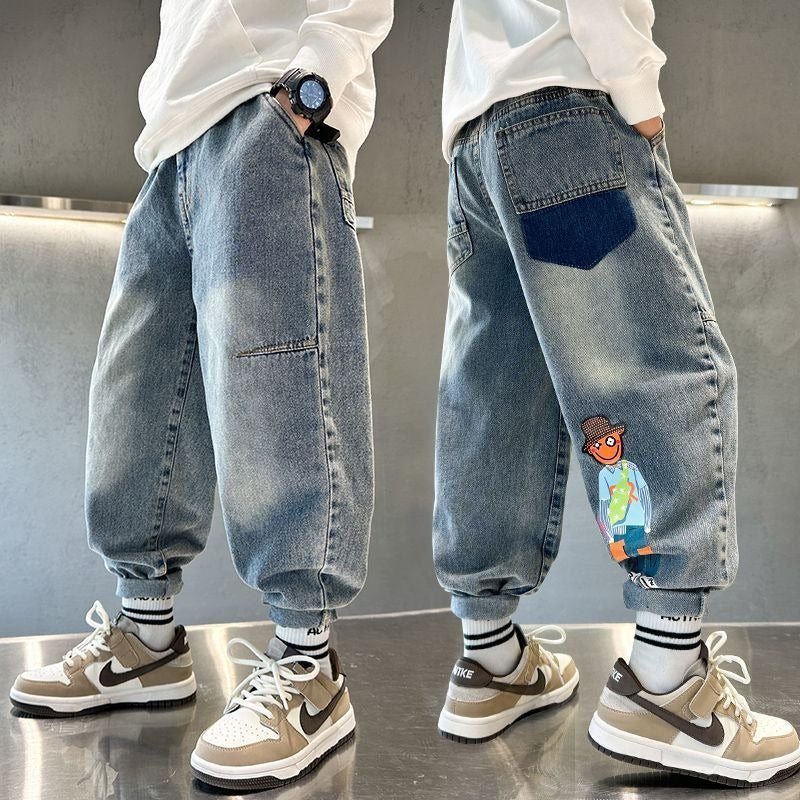Men's Casual Baggy Jeans with Colorful Appliqués Mune Fashion