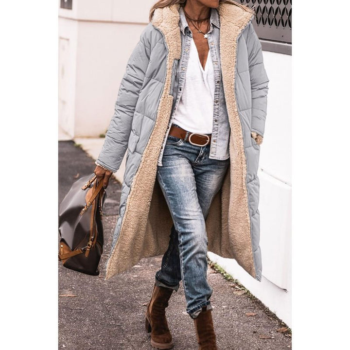 Women's long padded coat with teddy lining, hood and warm padding Mune Fashion