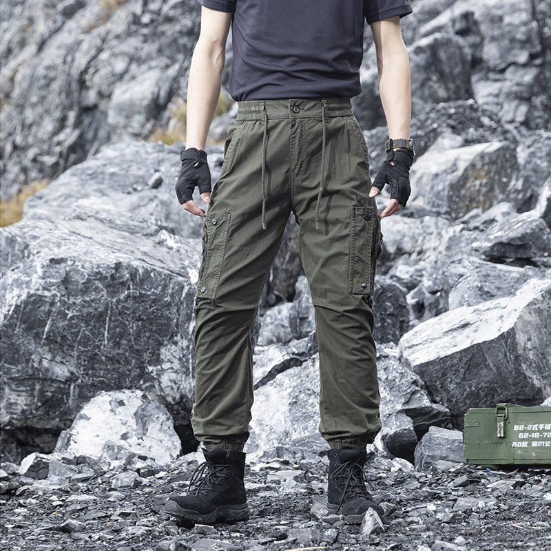 Men's Multifunctional Cargo Jogging Pants with Drawstring Waistband, Zipper Pockets, and Adjustable Ankle Cuffs Mune Fashion