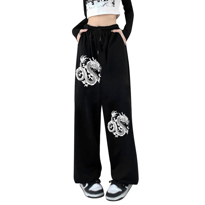 Women's high-waisted jogging pants with side statement print and elastic waistband Mune Fashion
