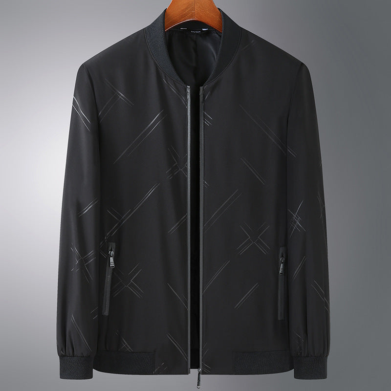 Men Lightweight Bomber Jacket made of water-repellent microfiber with concealed zipper and discreet reflective print Mune Fashion
