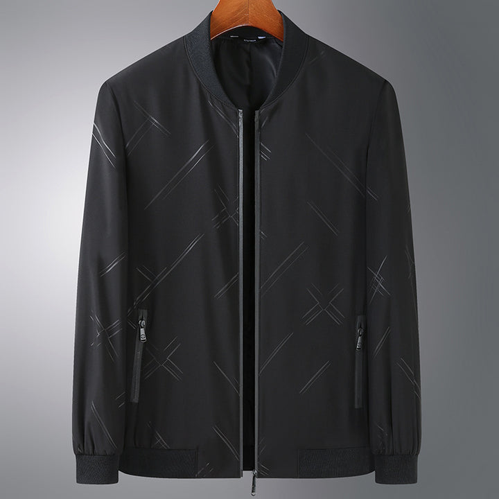Men Lightweight Bomber Jacket made of water-repellent microfiber with concealed zipper and discreet reflective print Mune Fashion