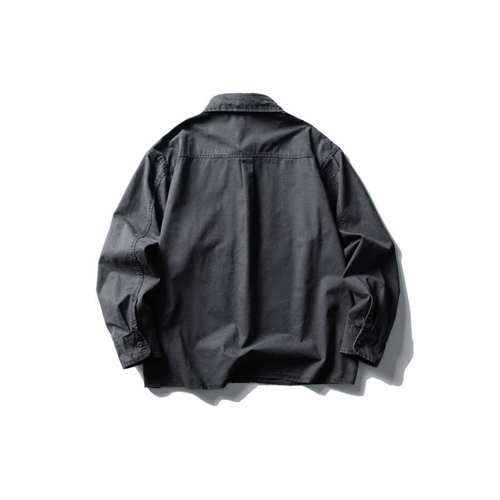 Men's oversized shirt jacket made of durable cotton twill with a patch chest pocket and straight hem Mune Fashion