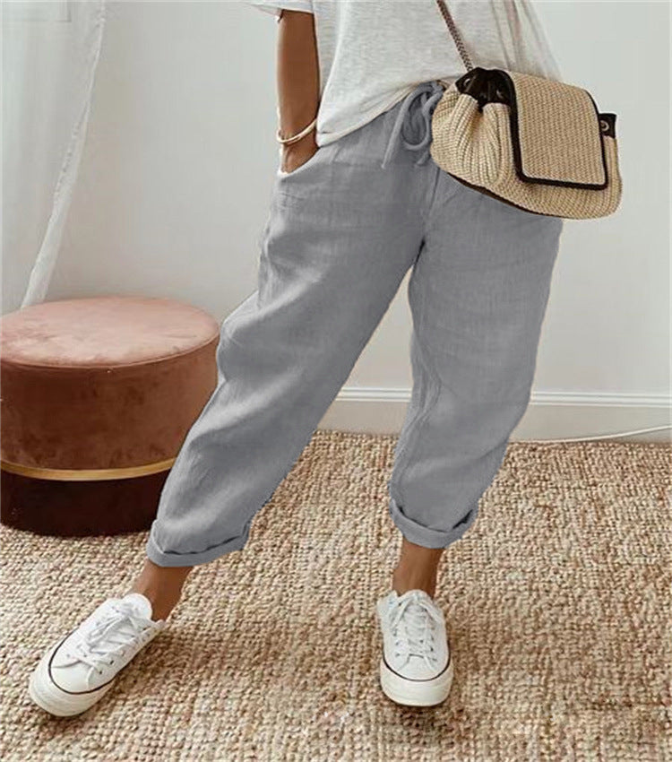 Women's Loose Printed Jogger with Drawstring and Cuffed Hem Mune Fashion