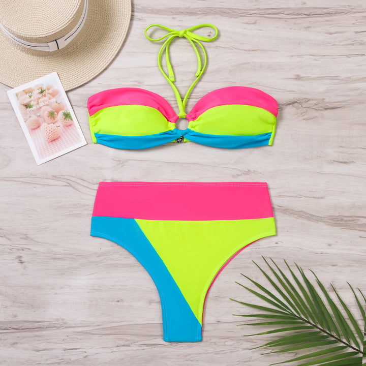 Women's bandeau bikini with contrasting color combinations Mune Fashion
