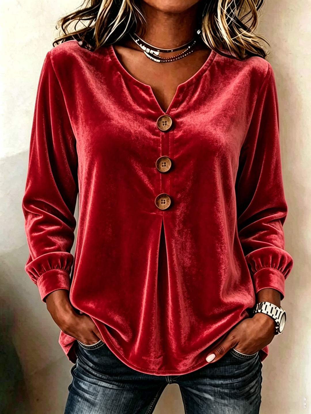 Ladies Elegant and Comfortable Velvet Blouse Mune Fashion