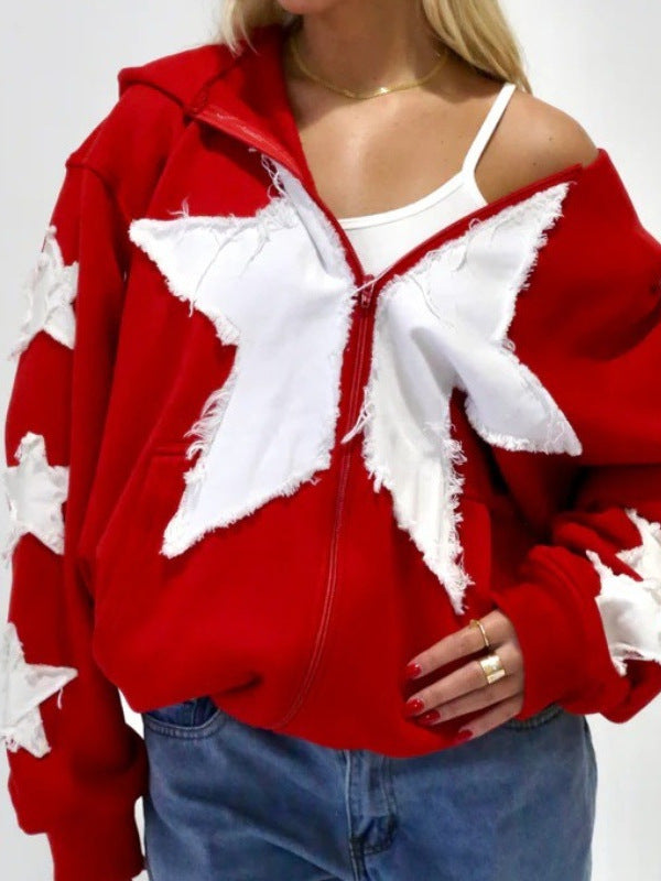 Women's Fashionable Hoodie with Creative Patches