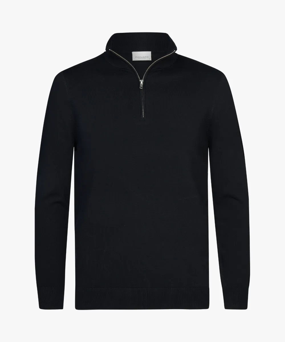 Men's fine Troyer with short zipper, ribbed hem and merino mix Mune Fashion
