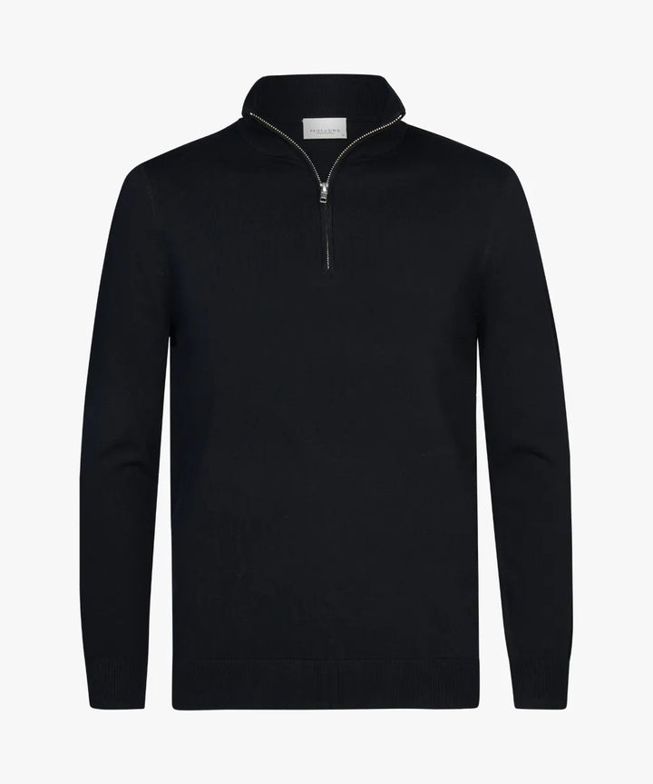 Men's fine Troyer with short zipper, ribbed hem and merino mix Mune Fashion