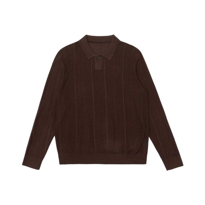 Unisex fine-structured polo sweater with vertical ribbed texture and ribbed hem Mune Fashion