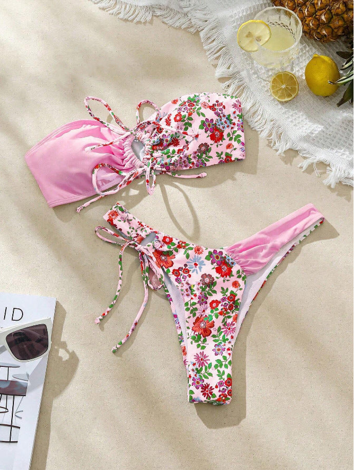 Women's bandeau bikini set with floral design Mune Fashion