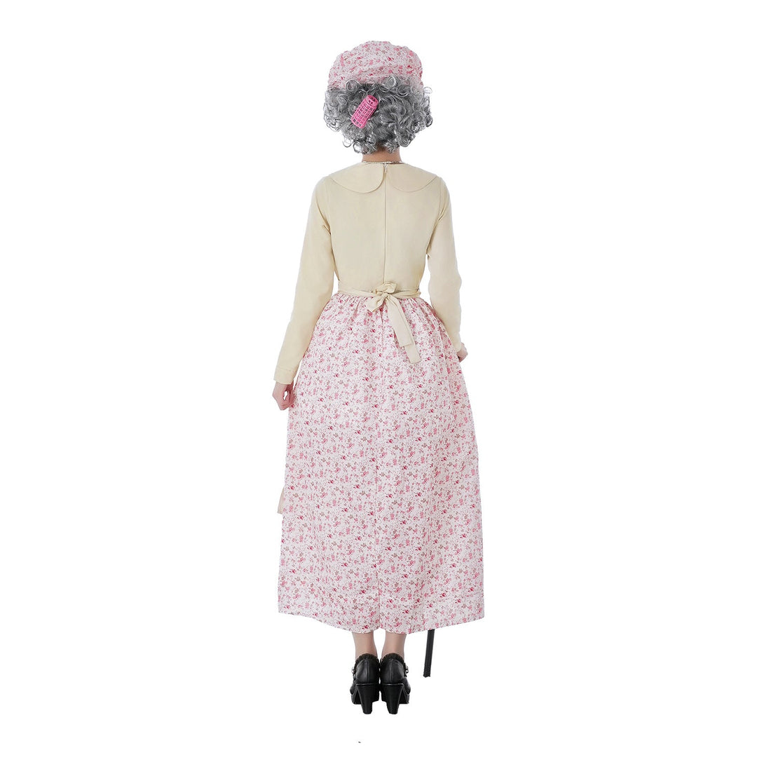 Ladies Vintage Older Costume with Floral Pattern and Ruffle Details Mune Fashion