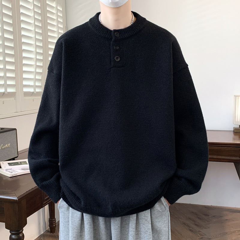 Men's Comfortable Knit Sweater with Button Placket Mune Fashion 1787799372