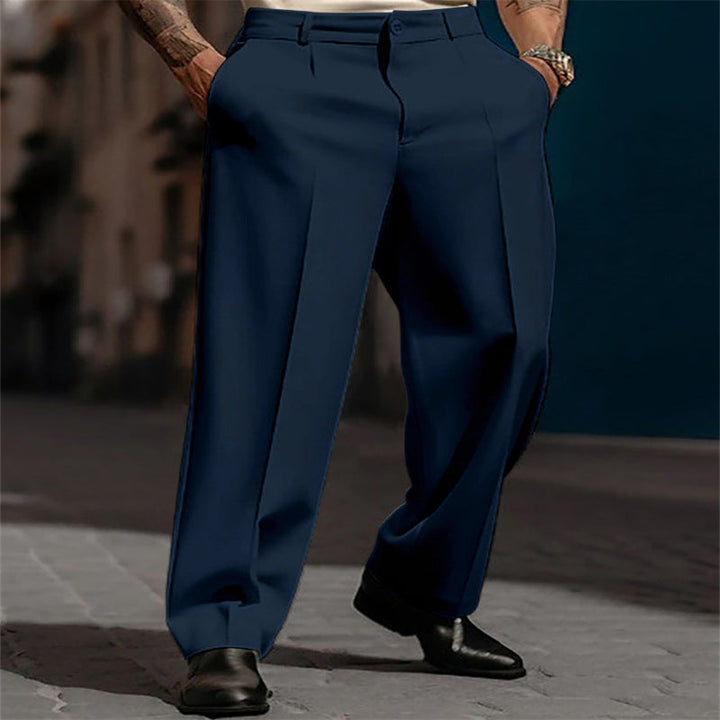 Men's Classic Suit Trousers with High Waistband and Wide Legs Mune