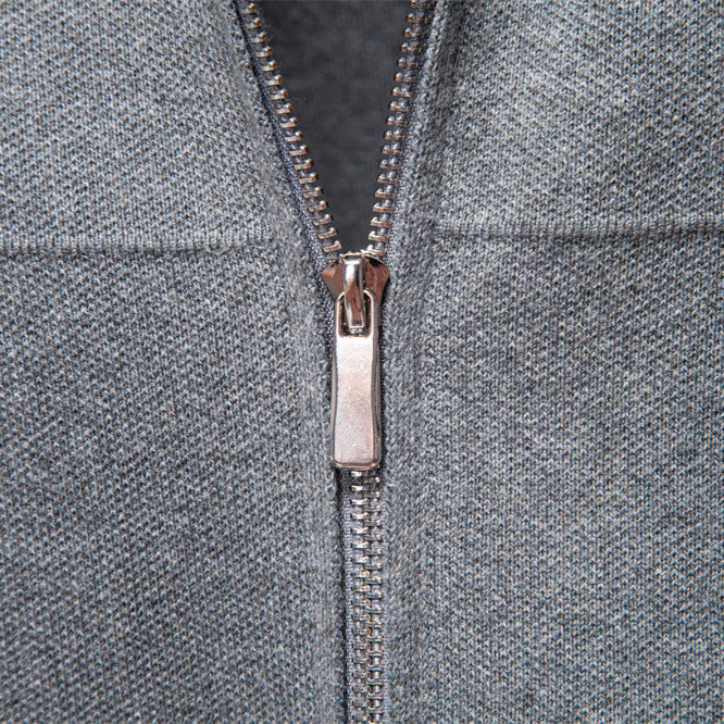 Men's fine knit zip jacket with kent collar and ribbed cuffs Mune Fashion