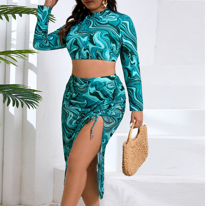 Women’s bathing set with long-sleeved top and asymmetrical skirt Mune Fashion