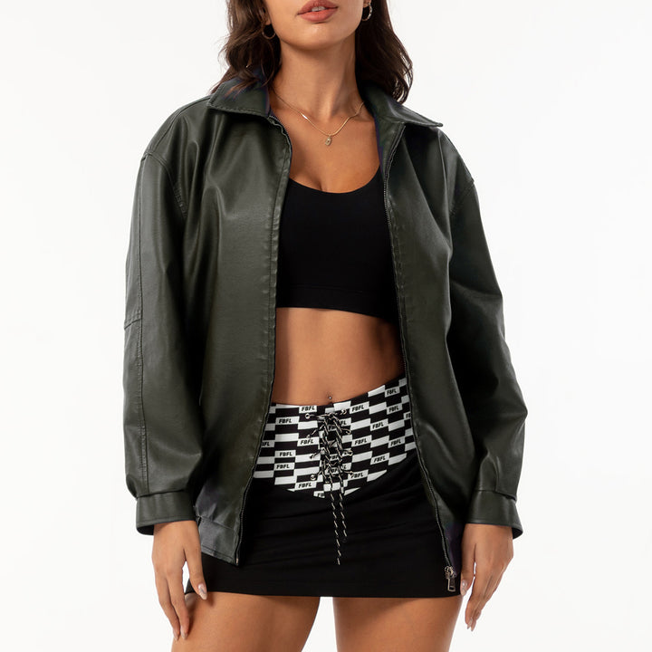 Women nan light satin bomber jacket with zipper and loose fit Mune Fashion
