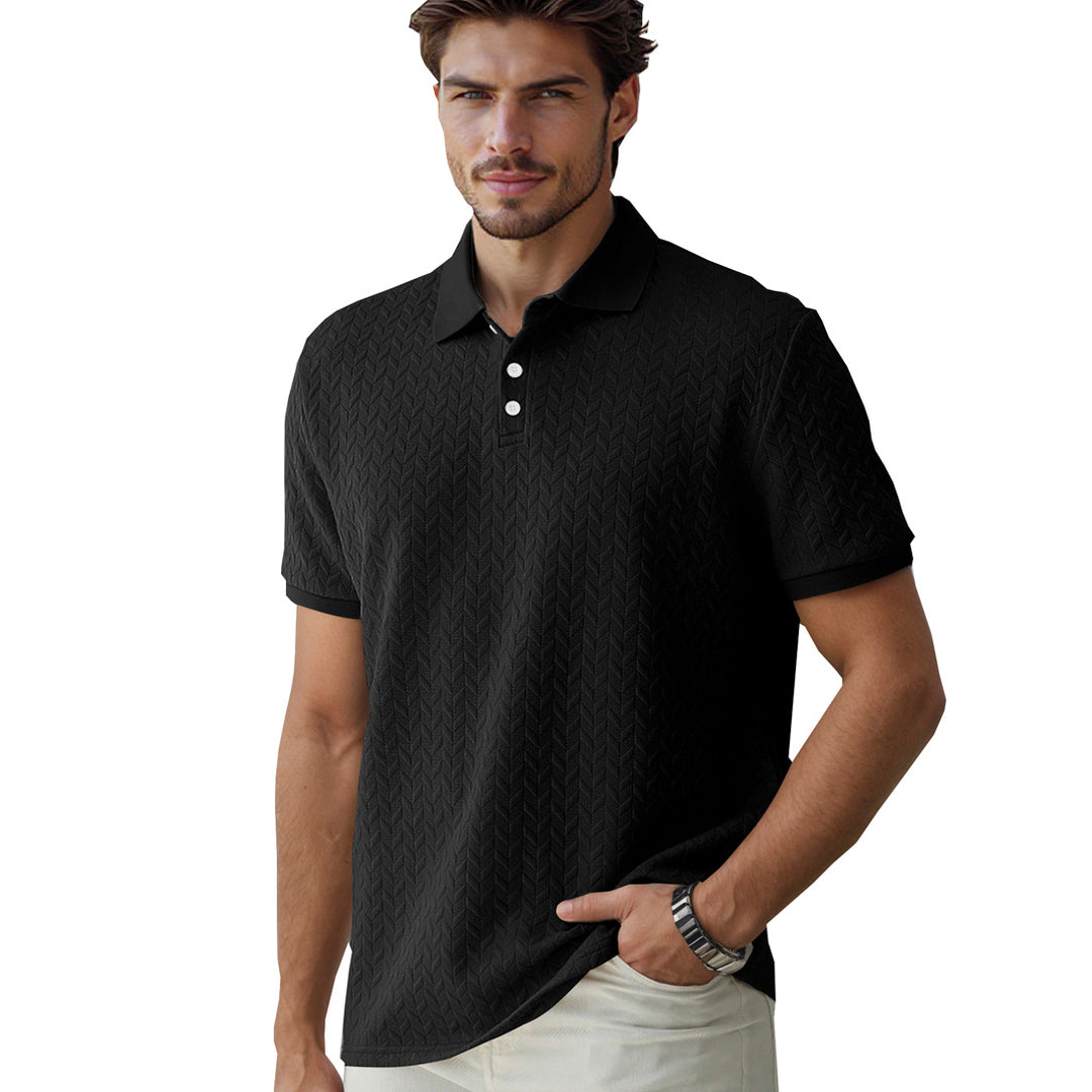 Men's finely woven polo shirt with chevron relief structure and short button placket Mune Fashion